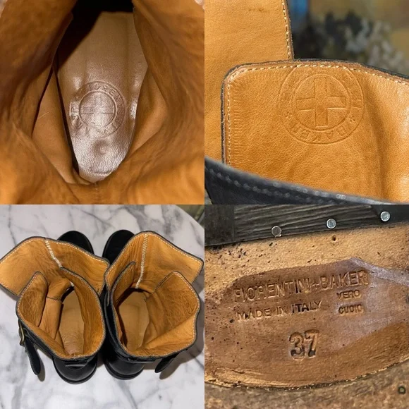 Fiorentini + Baker Eternity 713 Black Leather Biker Boots Size 37 EUC - Picture 5 of 10